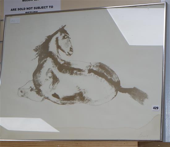 Dame Elizabeth Frink, CH, DBE, RA (1930-1993), lithograph, Seated horse, signed in pencil, numbered 148/250, 56 x 77cm, water stained